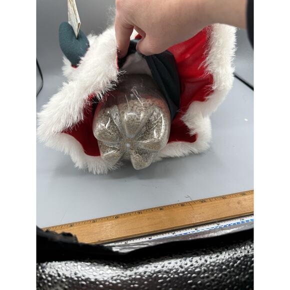 Vintage Santa Claus Figure Red Velvet Coat Faux Fur Trim Weighted Base 18” - Picture 5 of 6